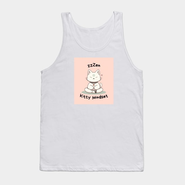 Kawaii Cute Yoga Meditating Cat Tank Top by AdaMazingDesign